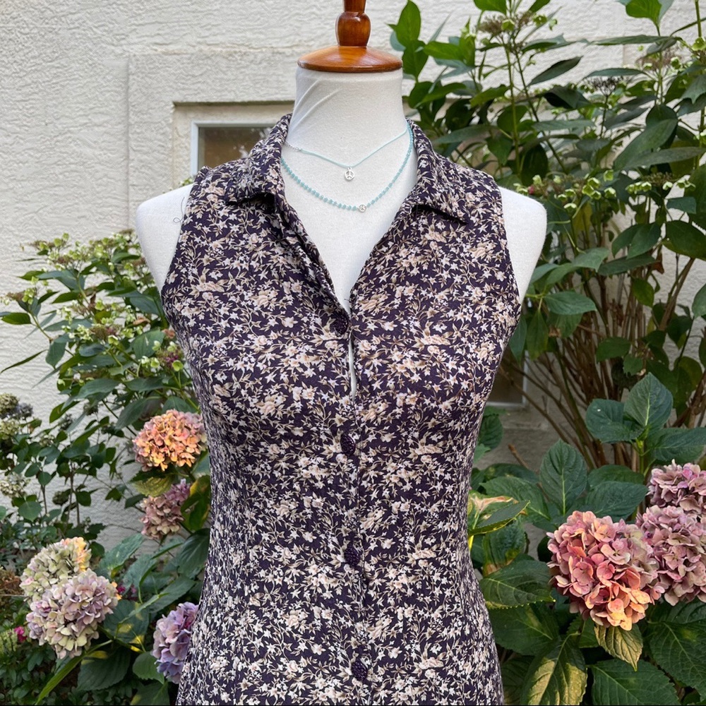 Vintage floral tie back prairie maxi dress
